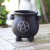 5" Witches Cauldron Pentagram Planter Pot - Magick Magick.com