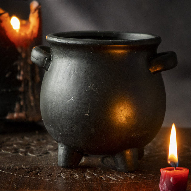 5" Witches Cauldron Pentagram Terracotta Planter Pot - Magick Magick.com