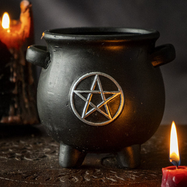 5" Witches Cauldron Pentagram Terracotta Planter Pot - Magick Magick.com