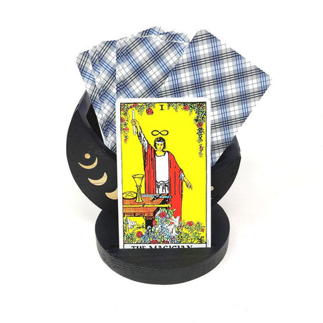 5" Wooden Tarot Card Holder with Moon Phase Design (2 Piece Set) - Magick Magick.com