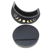 5" Wooden Tarot Card Holder with Moon Phase Design (2 Piece Set) - Magick Magick.com