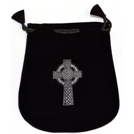 5" x 5" Black Velvet Bag - Celtic Cross - Magick Magick.com