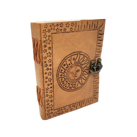 5" x 7" Celestial Embossed Leather Blank Book with Latch - Magick Magick.com