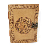 5" x 7" Celestial Embossed Leather Blank Book with Latch - Magick Magick.com