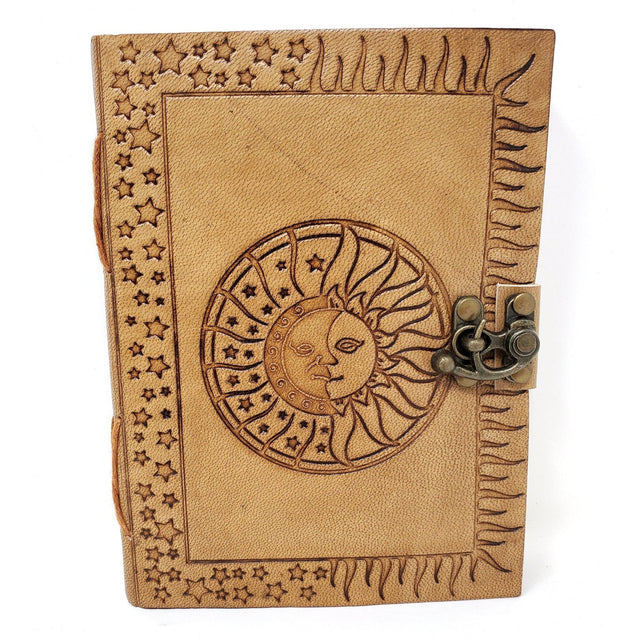 5" x 7" Celestial Embossed Leather Journal with Latch - Magick Magick.com