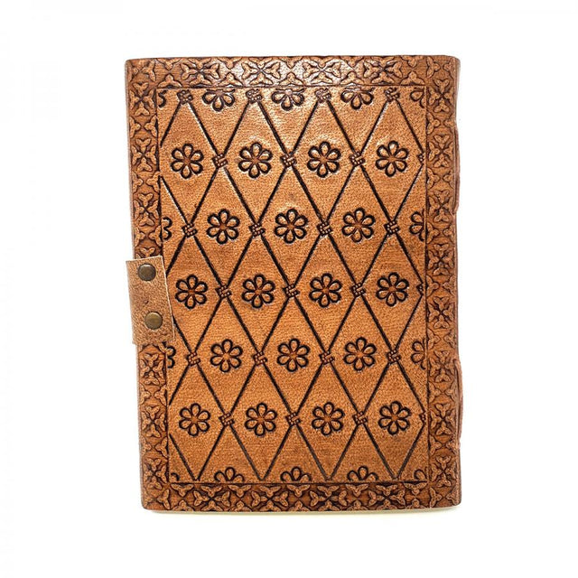 5" x 7" Celtic Cross Embossed Leather Journal with Latch - Magick Magick.com