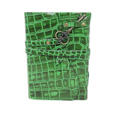 5" x 7" Crocodile Green Soft Leather Blank Book with Key Closure - Magick Magick.com