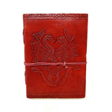 5" x 7" Double Dragon Leather Blank Book with Cord - Magick Magick.com