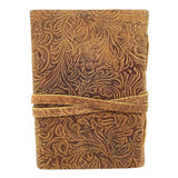 5 x 7" Floral Brown Soft Leather Blank Book with Key Cord - Magick Magick.com