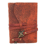 5 x 7" Floral Burgundy Soft Leather Journal with Key Cord - Magick Magick.com