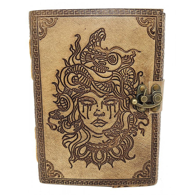 5" x 7" Medusa Embossed Leather Journal with Latch - Magick Magick.com