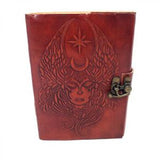 5" x 7" Moon Goddess Embossed Leather Blank Book with Latch - Magick Magick.com