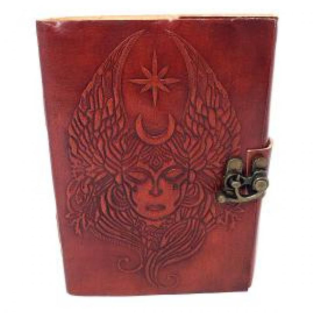 5" x 7" Moon Goddess Embossed Leather Journal with Latch - Magick Magick.com