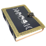 5" x 7" Moon Phase Gold & Silver Leather Blank Book with Latch - Magick Magick.com