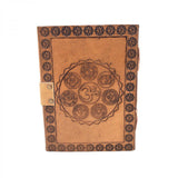 5" x 7" Seven Chakra Embossed Leather Blank Book with Latch - Magick Magick.com