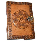 5" x 7" Seven Chakra Embossed Leather Blank Book with Latch - Magick Magick.com