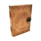 5" x 7" Tree Goddess Embossed Leather Blank Book with Latch - Magick Magick.com