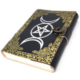 5" x 7" Triple Moon Gold & Silver Leather Blank Book with Latch - Magick Magick.com