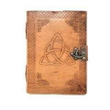 5" x 7" Triquetra Embossed Leather Journal with Latch - Magick Magick.com