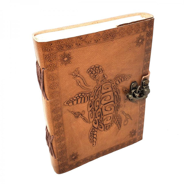 5" x 7" Turtle Leather Blank Book with Latch - Magick Magick.com