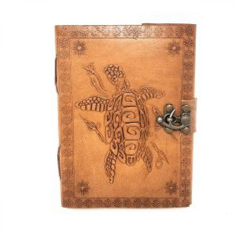 5" x 7" Turtle Leather Blank Book with Latch - Magick Magick.com