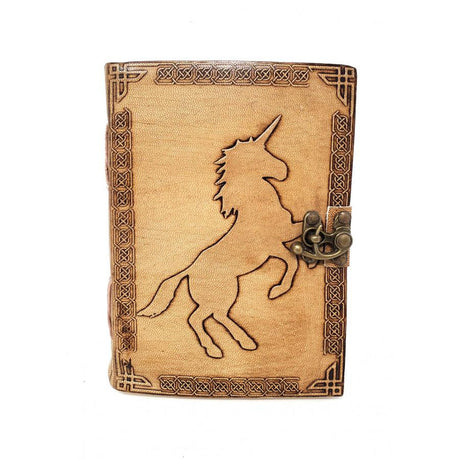 5" x 7" Unicorn Embossed Leather Blank Book with Latch - Magick Magick.com
