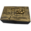 5" x 8" Golden Rose Carved Antique Finish Wood Box - Magick Magick.com