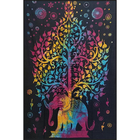 54" x 86" Elephant Tree Tie Dye Tapestry - Magick Magick.com