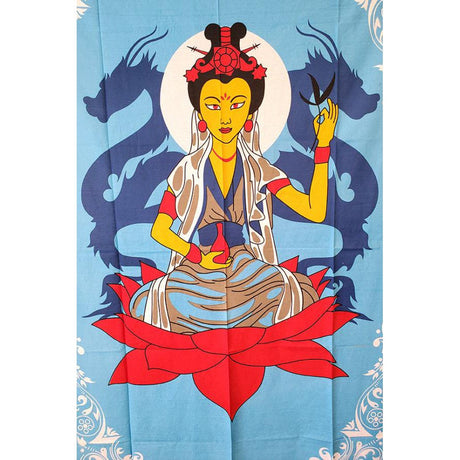 54" x 86" Quan Yin Multi Color Tapestry - Magick Magick.com