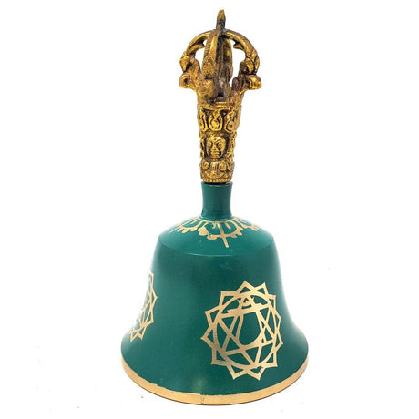 5.5" Green Heart Tibetan Bell (Note "D") - Magick Magick.com