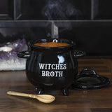 5.5" Witches Broth Cauldron Ceramic Bowl with Broom Spoon - Magick Magick.com