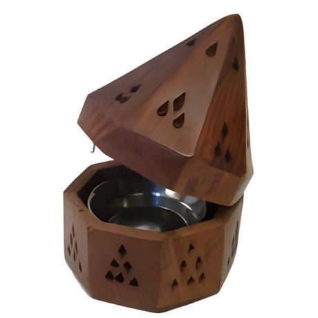 5.5" Wooden Temple Cone/Charcoal Burner - Magick Magick.com