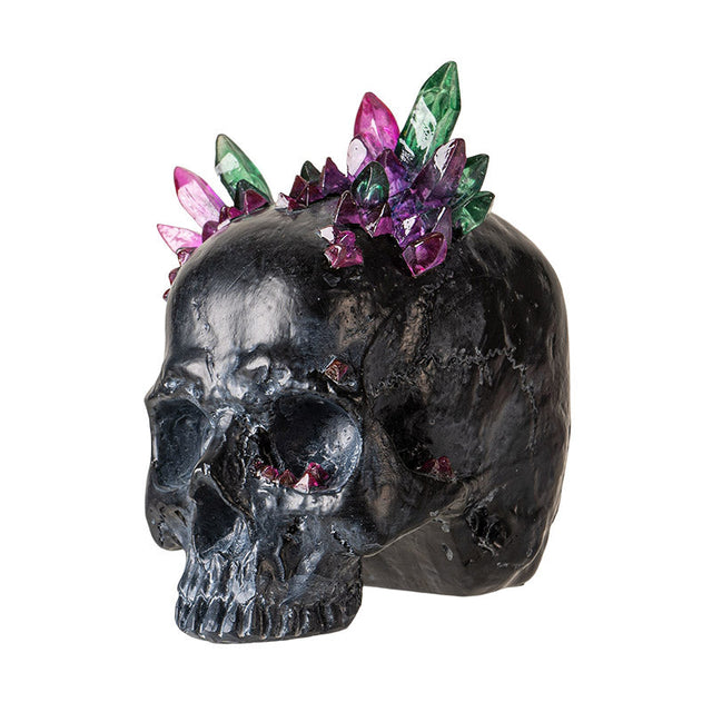 5.6" Black Skull with Crystals Statue - Magick Magick.com