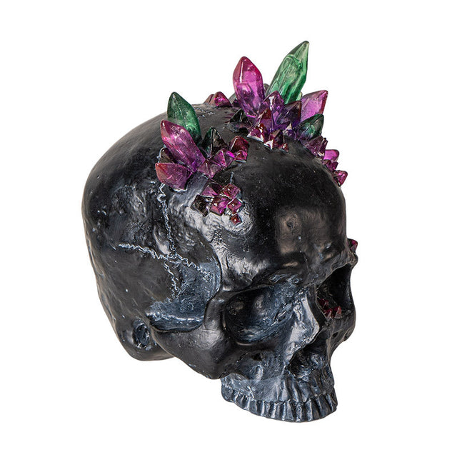 5.6" Black Skull with Crystals Statue - Magick Magick.com