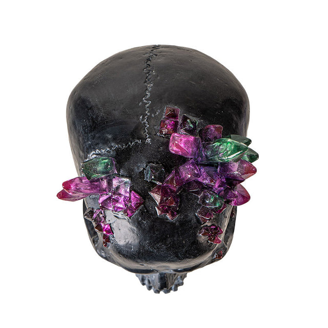 5.6" Black Skull with Crystals Statue - Magick Magick.com