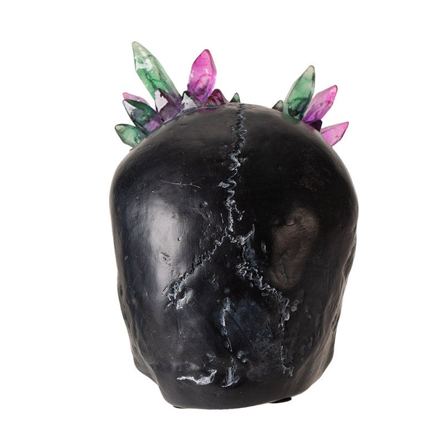 5.6" Black Skull with Crystals Statue - Magick Magick.com