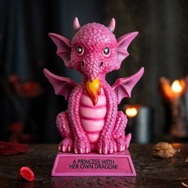 5.7" I Love Dragons Statue - A Princess With Her Own Dragon - Magick Magick.com