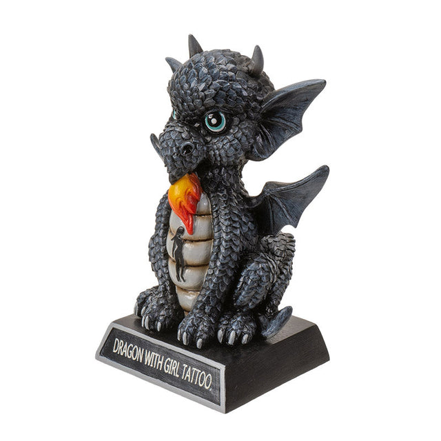 5.7" I Love Dragons Statue - Dragon With A Girl Tattoo - Magick Magick.com