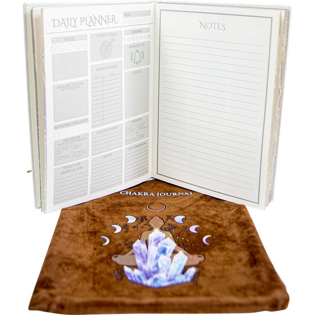 5.75" x 8.25" Vegan Leather Crystal Journal with Bag - Chakra Crystal - Magick Magick.com
