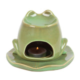 5.8" Frog on Lily Ceramic Oil Burner - Magick Magick.com