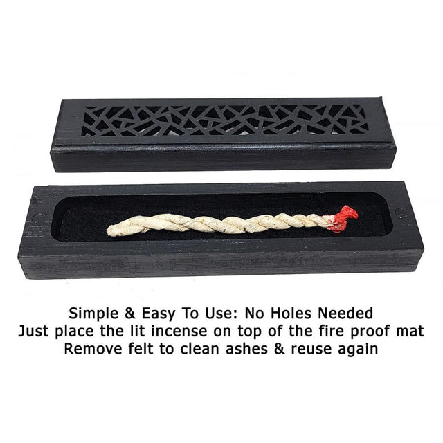 6" Black Finish Wood Incense Box Burner - Magick Magick.com