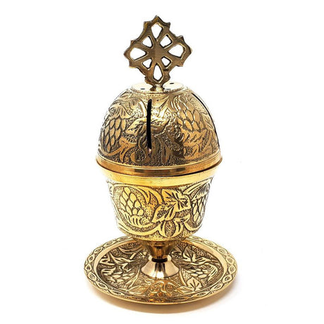6" Brass Carved Stick & Cone Burner or Candle Holder - Magick Magick.com