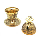 6" Brass Carved Stick & Cone Burner or Candle Holder - Magick Magick.com