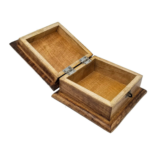 6" Carved Wood Box - Lotus Hamsa Hand - Magick Magick.com