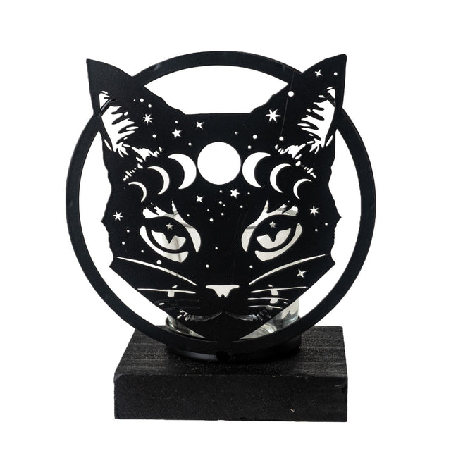 6" Celestial Cat Tealight Candle Holder - Magick Magick.com