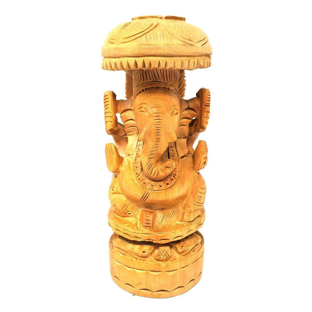 6" Ganesh Hand Carved Wood Statue - Magick Magick.com