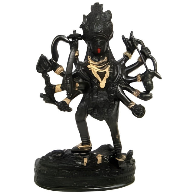 6" Goddess Kali Black & Gold Solid Brass Statue - Magick Magick.com