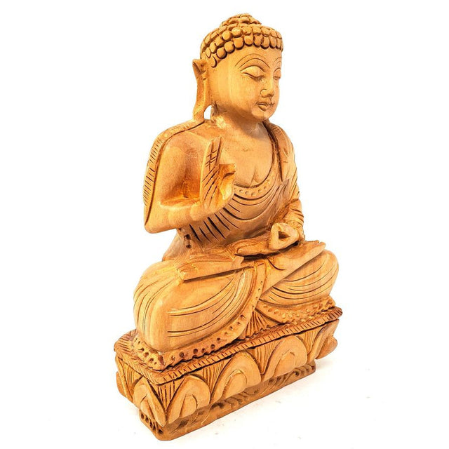 6" Meditation Buddha Hand Carved Wood Statue - Magick Magick.com