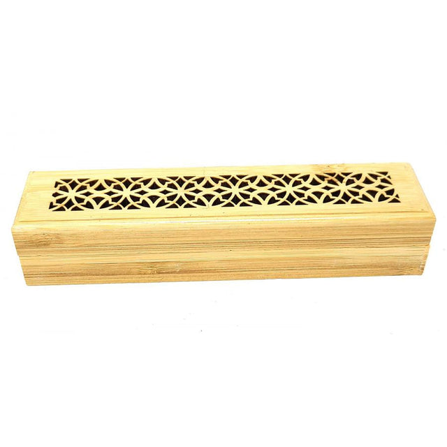 6" Natural Finish Wood Incense Box Burner - Magick Magick.com