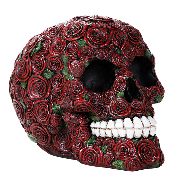 6" Smiling Rose Skull Statue - Magick Magick.com